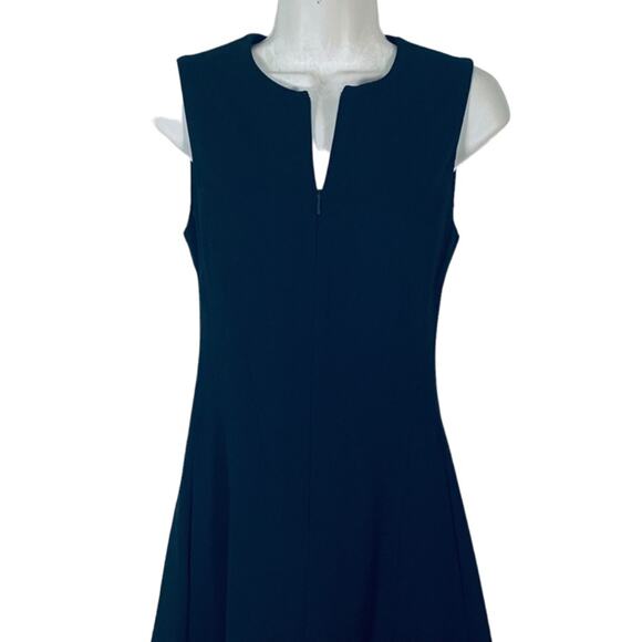 Cos Flared Midi Minimalist Fit & Flare Dress in Black Sz 2 Sleeveless w Pockets - Picture 4 of 9